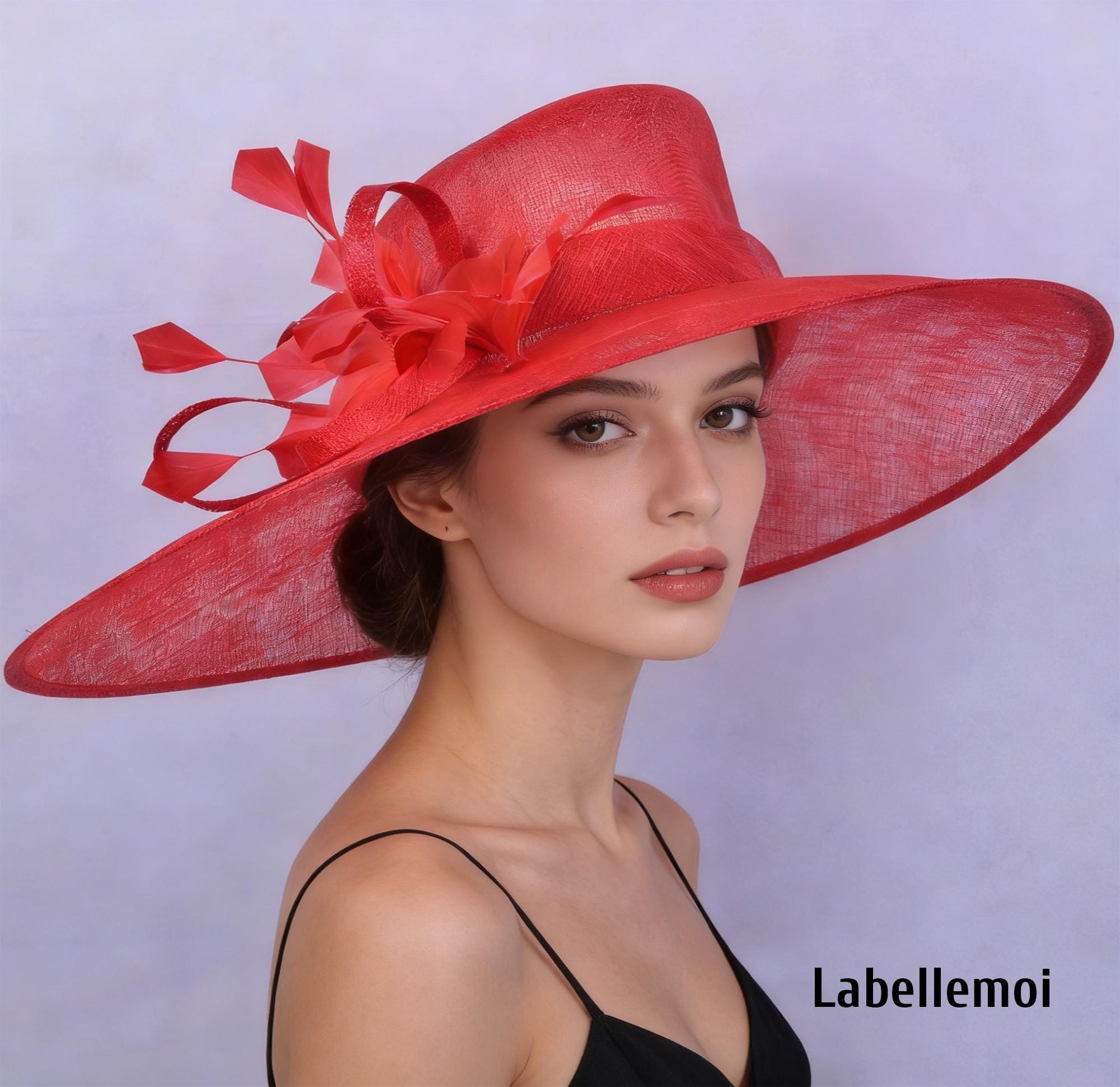 Large Red Feather Hat - Etsy display picture 3