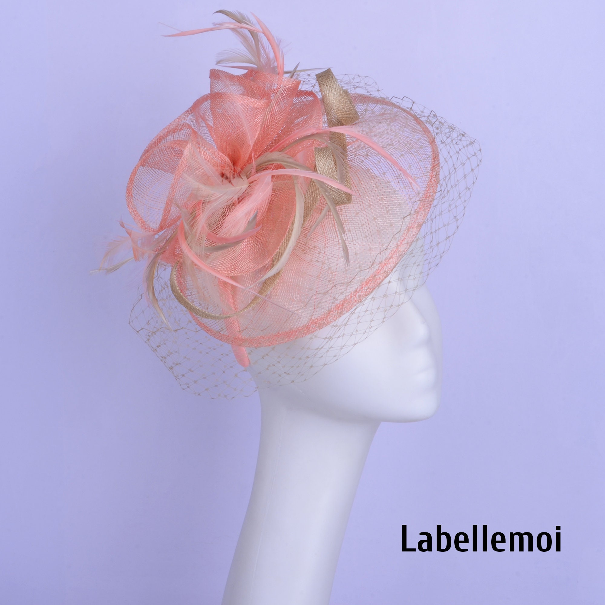 New Peach Pale Pink Fascinator Hat Nude Sinamay Hatinator  display picture 2