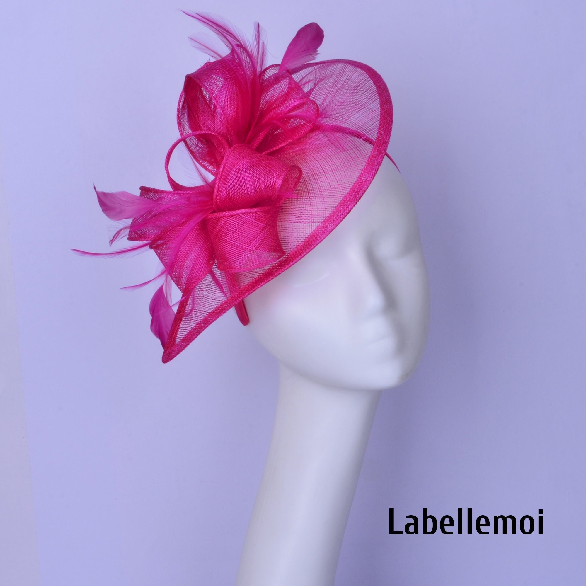 Fuchsia Sinamay Fascinator: Hot Pink Teardrop Hatinator  display picture 1