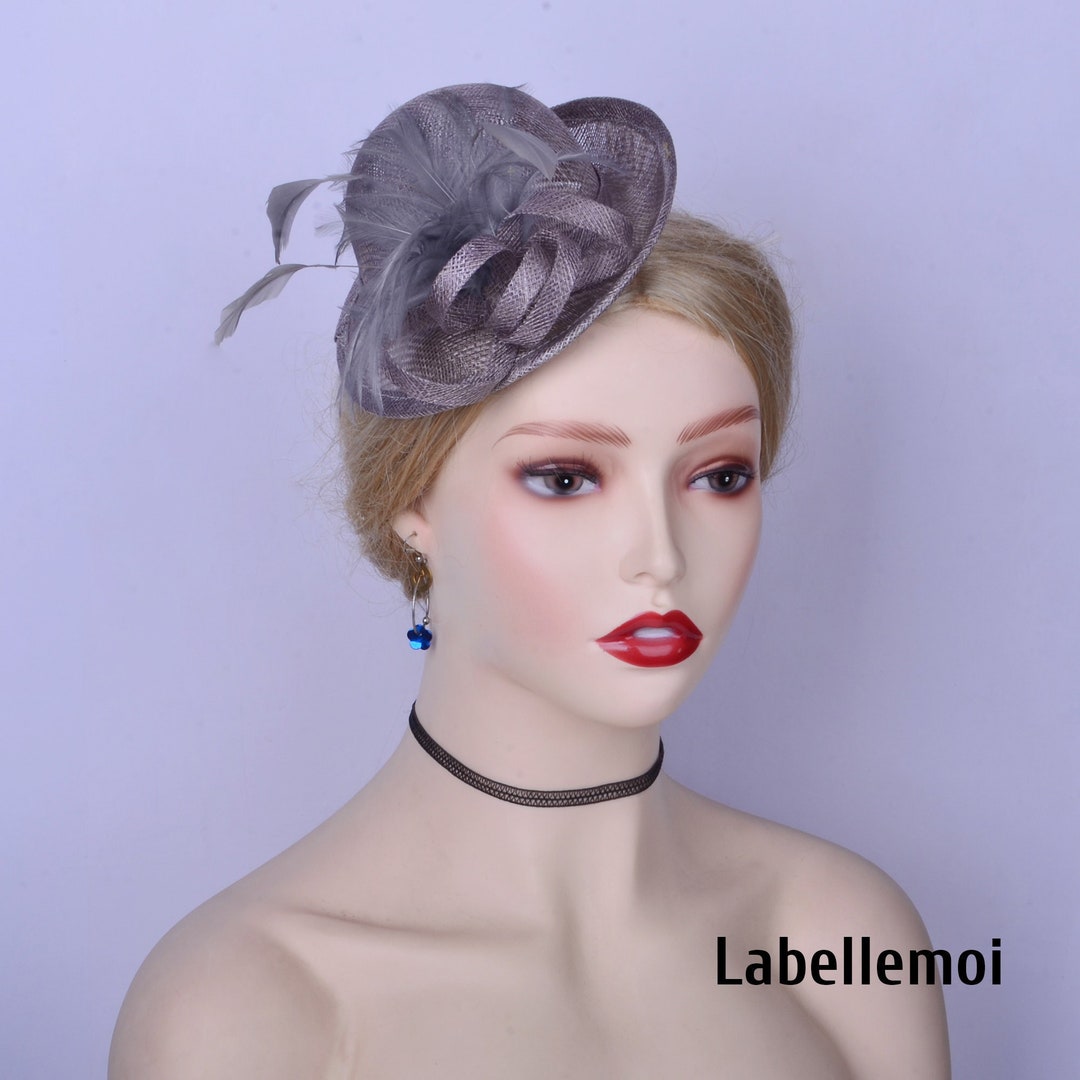 New Grey Fascinator Mini Top Hat Gray Kentucky Derby Hat Etsy