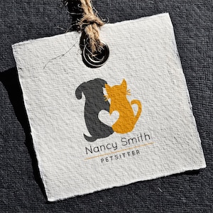 Dog and Cat Logo - Instant Download Dog and Cat with Heart Vector Logo Symbol for Pet Sitter, Animal Photographer, Vet, Groomer