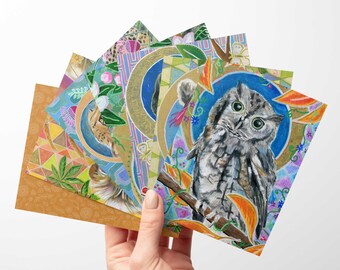 Art Nouveau Animals Card Set -  animal lover card set, cute blank greeting card set, greeting card bundle, every occasion card