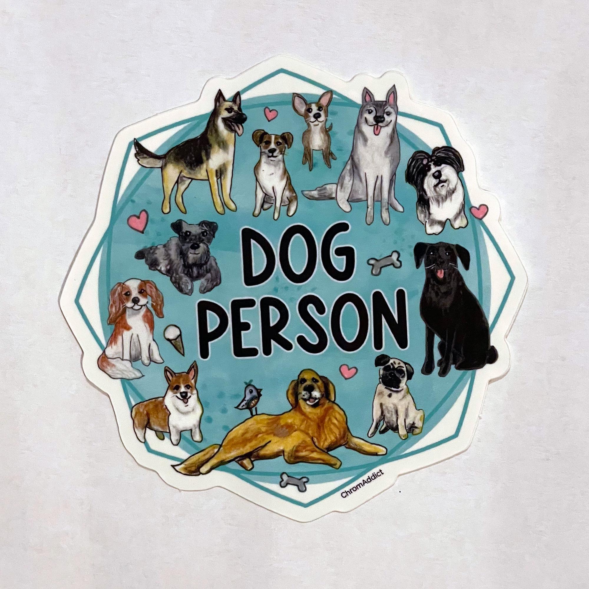 Dog Person Die-cut Vinyl Sticker - Funny Dogs, Cartoon Doggie Sticker ...