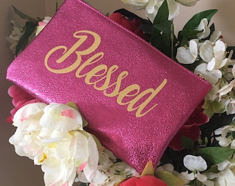 Blessed Pink Shimmer Cosmetics Bag