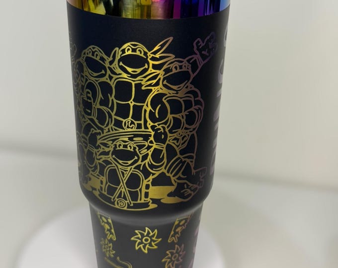 Turtles 30oz color plated laser engraved tumbler