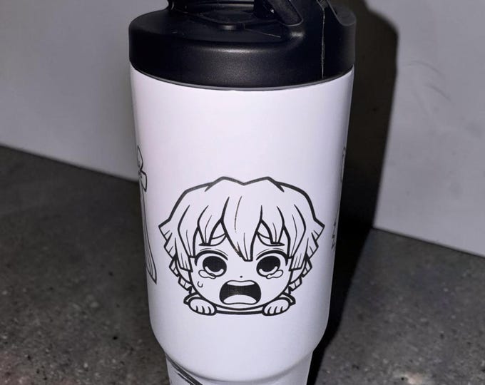 Anime Slayer flip straw laser engraved 30oz Tumbler