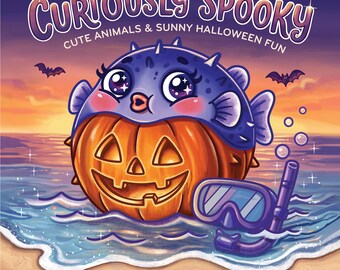 Livro de colorir de Halloween para imprimir, 30 páginas de animais, curiosamente assustador para download digital.