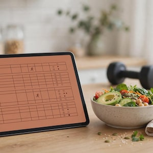 Fitnessplaner 2026–2027 für iPad, verlinktes Trainingsprotokoll & Ernährungsplaner für GoodNotes, Fitnessstudio-Tracker, Einkaufsliste