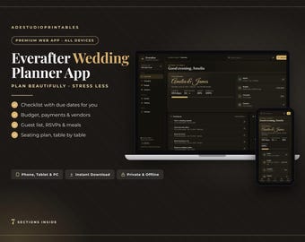 Wedding Planner App for Phone, Tablet & Computer, Wedding Checklist, Budget Tracker, Guest List and RSVP, Seating Chart, Vendor Organizer