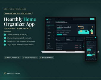 Home Organizer App for Phone, Tablet & Computer, Home Inventory, Cleaning Schedule, Maintenance and Warranty Tracker, Digital Home Binder