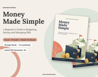 Budget Planner Ebook and Printable Fillable Workbook | Beginner Money Guide: Budgeting, Savings, Bills | A4 PDF Instant Download