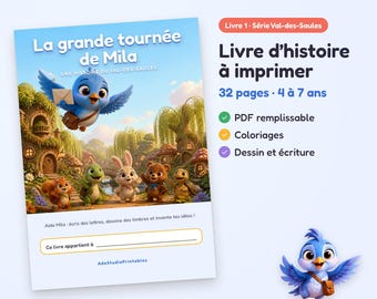 Livre d'histoire enfant 4-7 ans à imprimer、PDF 再編集可能、彩色、フランス版、アニメ版