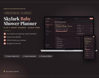 Baby Shower Planner App for Phone, Tablet and Computer, Shower Checklist, Guest List and RSVP, Gift & Thank You Tracker, Budget, Wish List