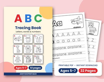 5歳から7歳のお子様向けABCなぞり書きブック　印刷可能なアルファベット手書き練習シート（PDF）
