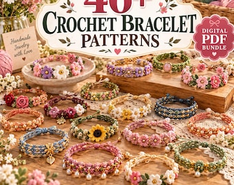 46+ Häkelarmband-Anleitungen im Paket | Floraler & Boho-Schmuck, Blumenarmband-Anleitungen, Anfänger-PDF, Sofort-Download