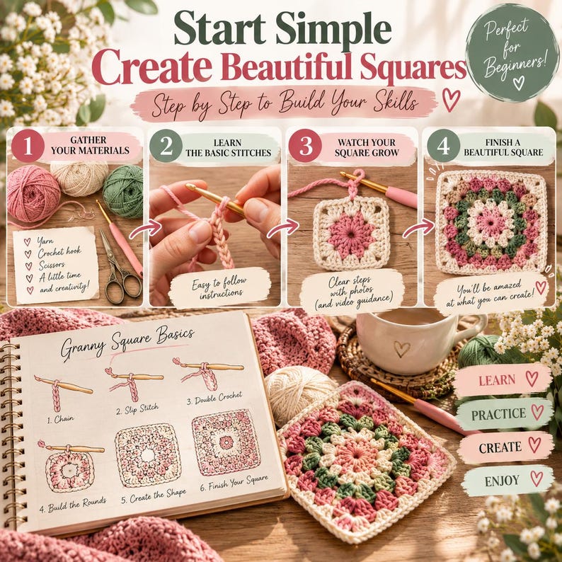 Crochet Guide PDF for Beginners | Step by Step Crochet Tutorial, Basic ...