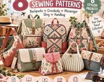 8 Schnittmuster für Reisetaschen im Set | Rucksack, Umhängetasche, Messenger Bag, Sling Bag & Handtasche (PDF-Schnittmuster)