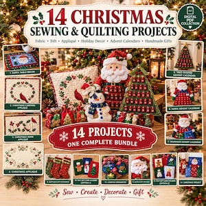 14 sömnads- och quiltprojekt för jul | Tyg, filt - applikationsmönster, juldekorationer, adventskalendrar - handgjorda presenter