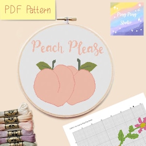 CSP012 Peach Please Cross stitch Pattern (PDF)