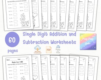 Addition and Subtraction Worksheets: 60 Printable Math Pages (PDF)