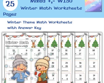 Schede di esercizi di matematica invernali / Addizioni e sottrazioni entro il 50 (PDF)