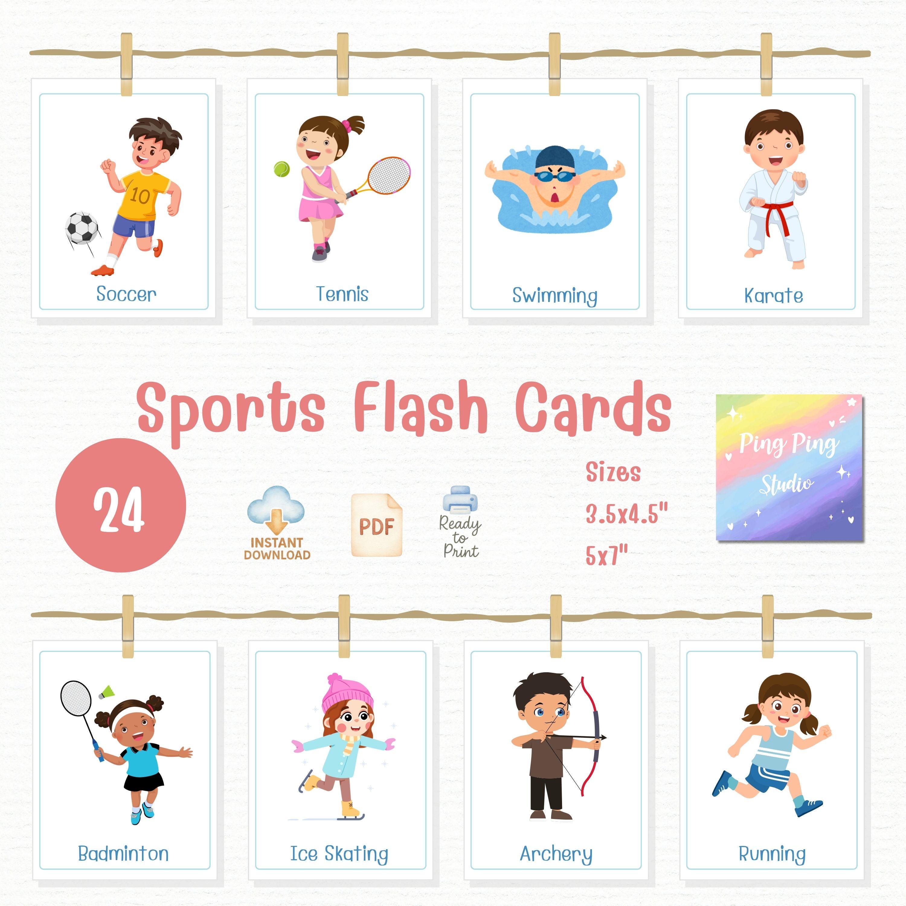 Sports Flash Cards for Kids: Printable Learning Activity (PDF Download ...