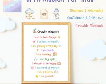 Kids Affirmation Print Set: Growth Mindset, Self-Love (Digital Download)