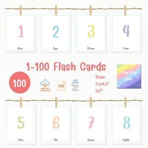 1-100 Number Flash Cards for Kids – Pastel Printable PDF, Montessori Counting