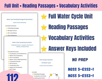 Water Cycle Activities Bundle 5th Grade Science | Water Cycle Worksheets & Reading Passages | NGSS Earth Science Unit