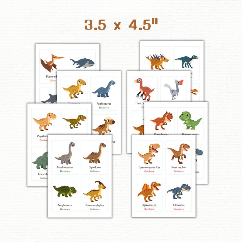 Dinosaur Flashcards for Kids | 32 Dino Learning Cards (PDF) - Etsy ...
