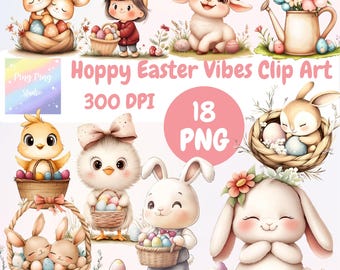 Easter Bunny Clipart: Watercolor Spring Designs (Digital Download)