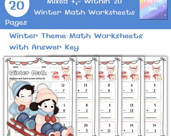 Schede di matematica invernali / Addizioni e sottrazioni entro il 20 (PDF)