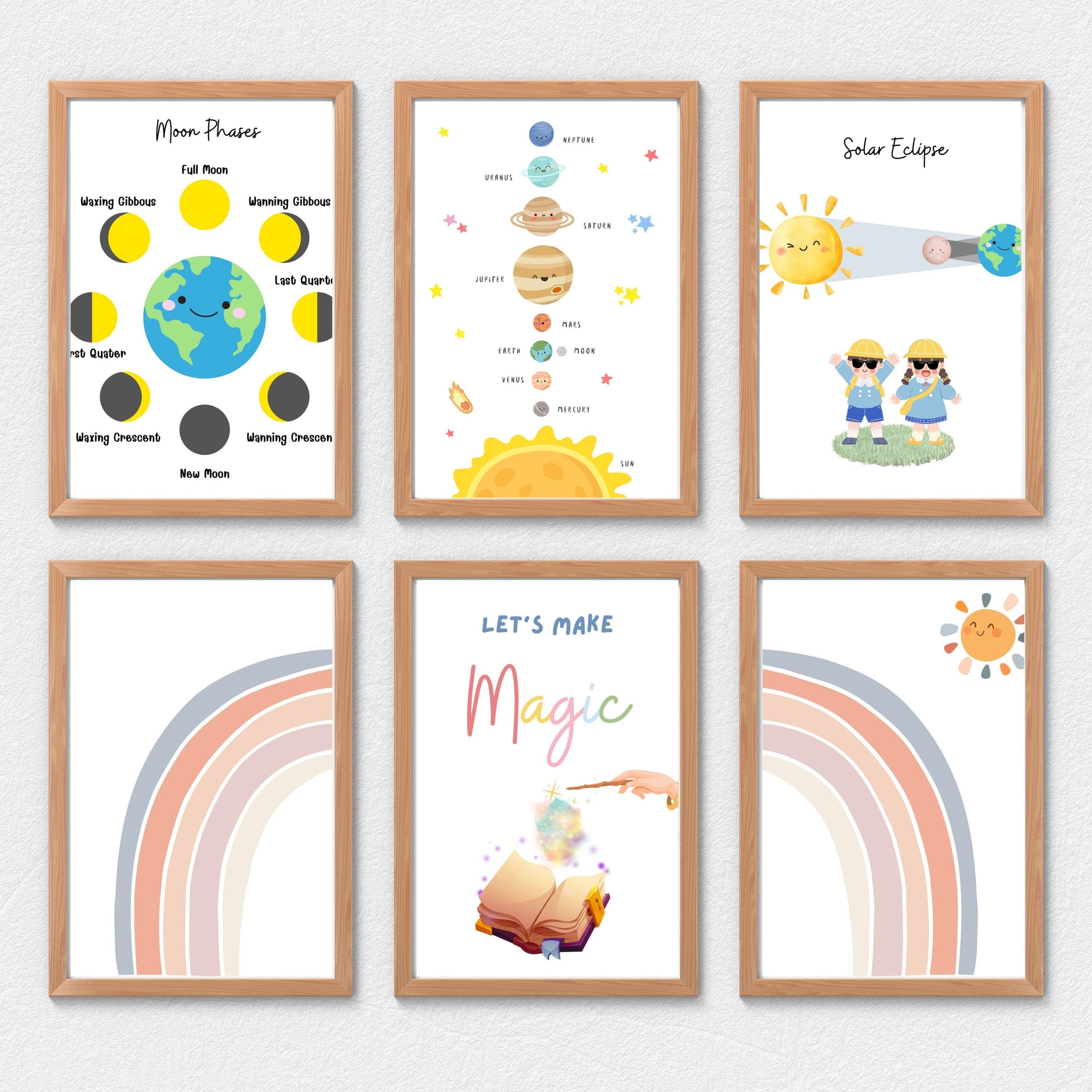 Cute Solar System Poster for Kids Room – 5 Sizes | Educational Nursery ...