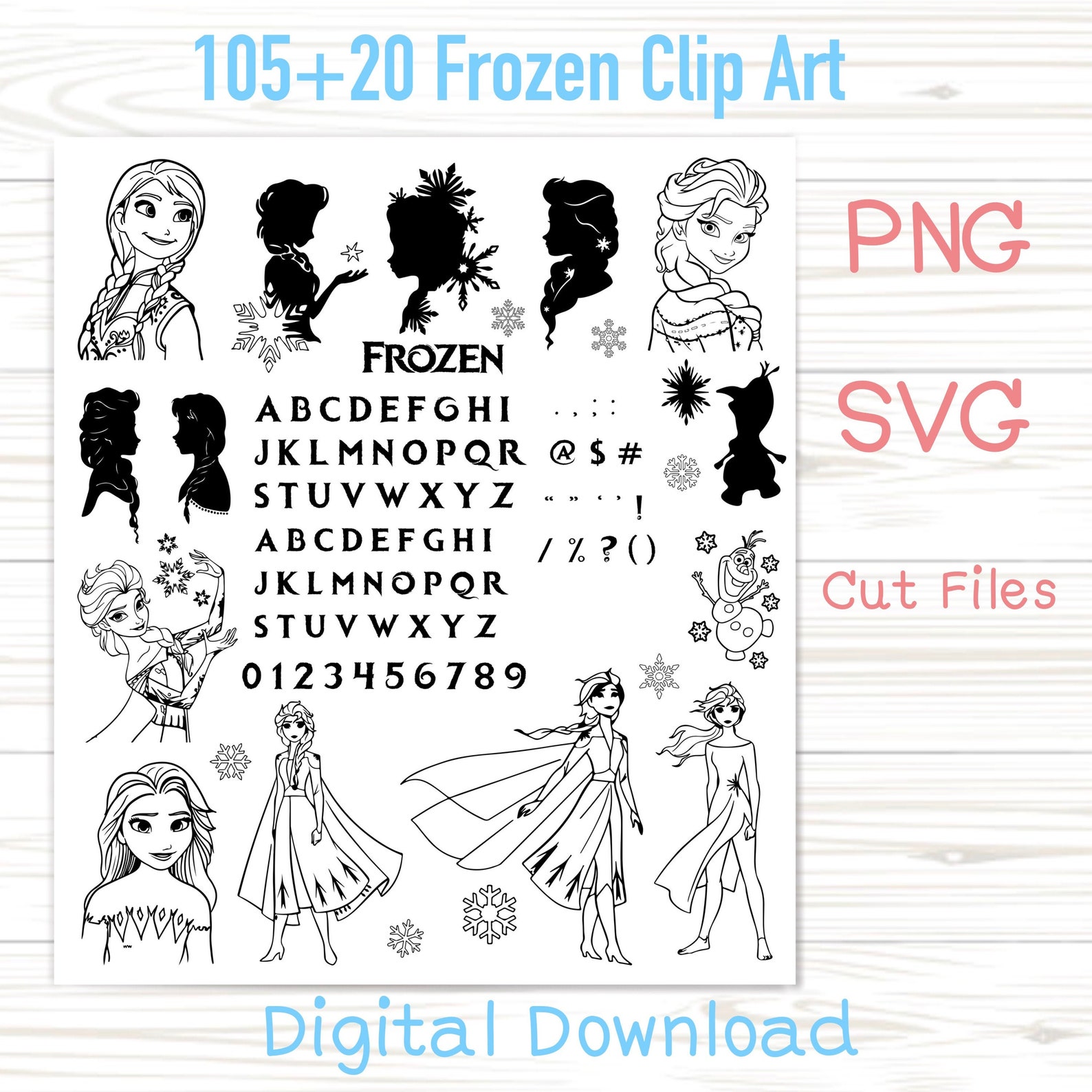 CA012 Frozen Silhouette Clip Art PNG/SVG | Etsy