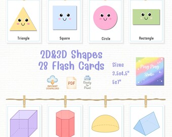2D Shapes Flash Cards | 2-D Shapes Flashcards | Kindergarten Math ...