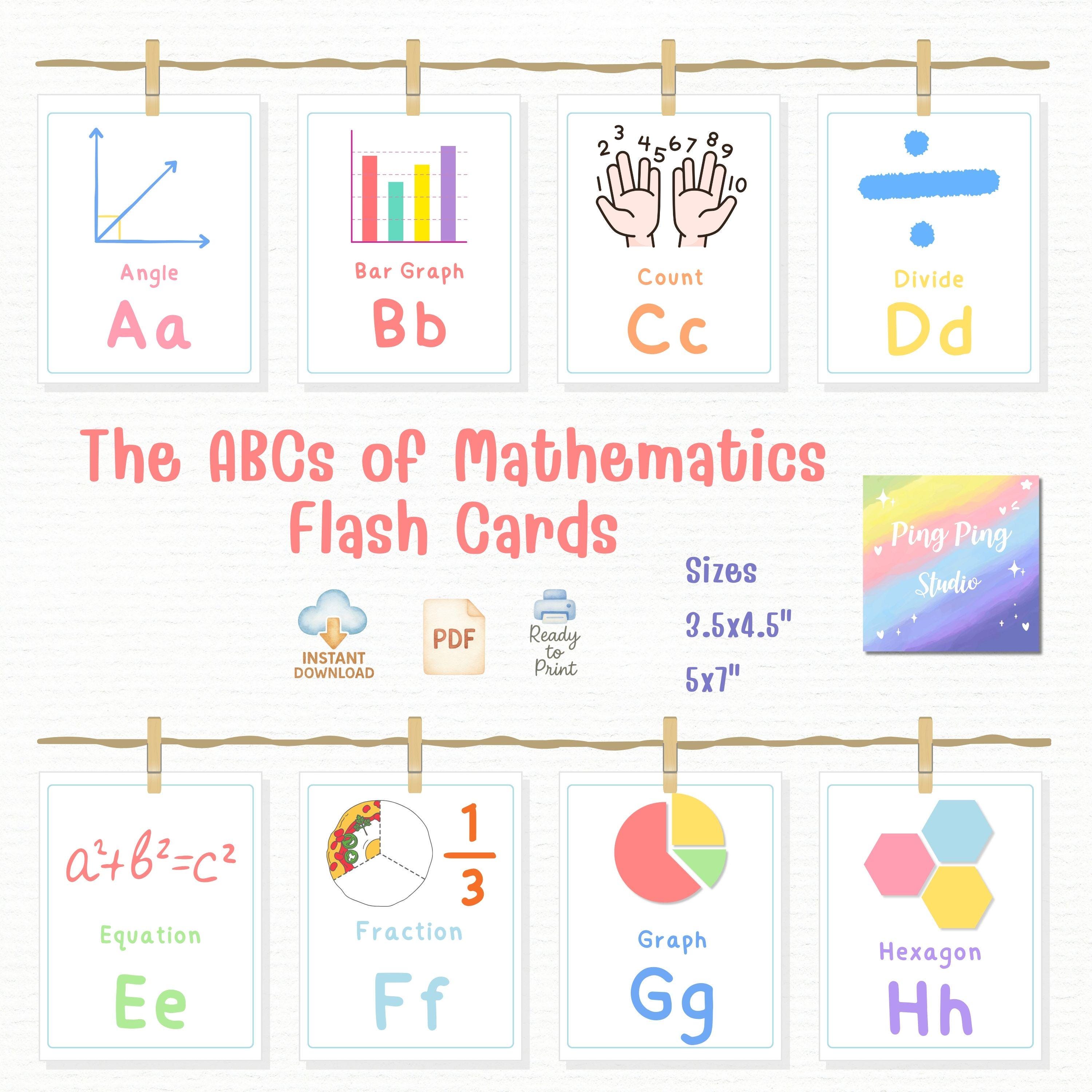 Ffoo Math Math ABC Flash Cards: Pastel STEM Learning (printable PDF) - Etsy