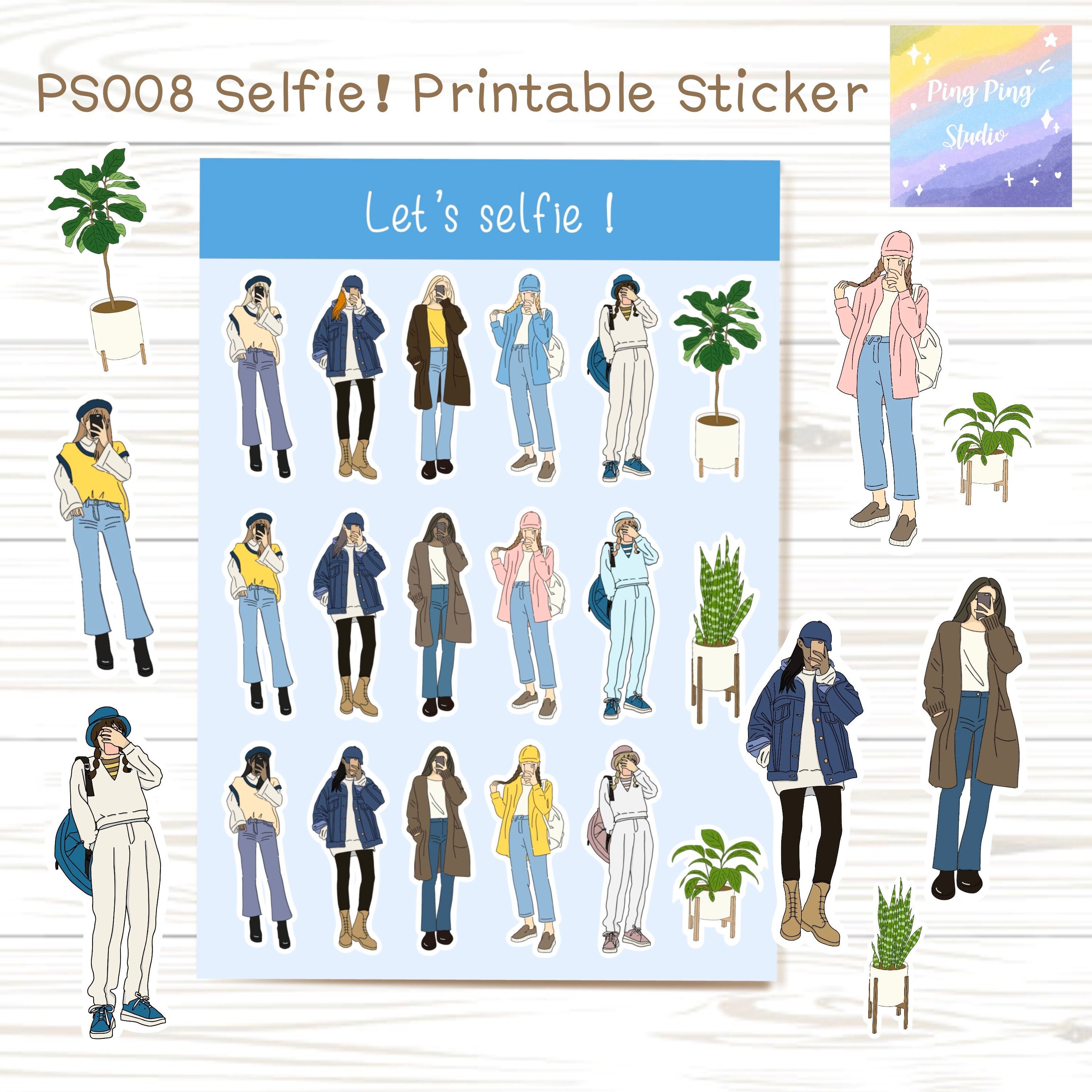 Ps008 Selfie Printable Sticker Set Etsy