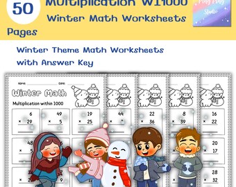 Schede di esercizi di moltiplicazione invernali / Esercizi di matematica per la quarta elementare (PDF)