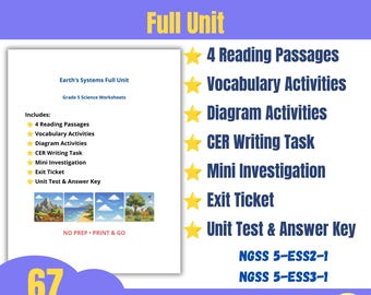 Earth’s Systems Full Unit | 5th Grade Science Worksheets | NGSS Earth Science Activities