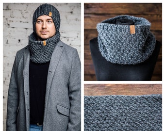 mens winter hat and scarf set