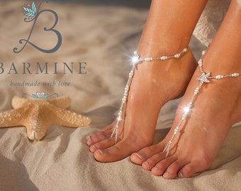 Sandales aux pieds nus de mariage des Bermudes, bijoux de pied nuptiale, sandales aux pieds nus de Starfish, chaussures de plage, sandales