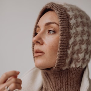 Cagoule en laine mohair style casque, Bonnet blanc à capuche pour femme, Capuche floue, Bonnet à capuche élégant après-ski, Super chaud et doux