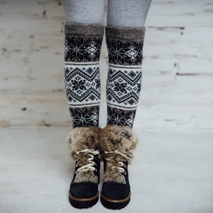 Knit leg warmers, Wool leg warmers national style, Scandinavian style knitted leg warmers, Fall winter legwarmer women, fair isle socks