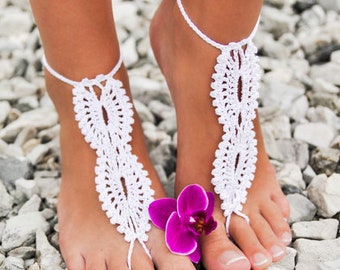 Sandales pieds nus mariage, Sandales pieds nus en dentelle au crochet, Bijoux pieds, Strings pieds, Sandales à semelles