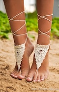 Crochet Lace Barefoot Sandals, Beach Wedding Foot Jewelry product logo