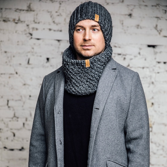 Men's Winter Knit Hat & Scarf Set