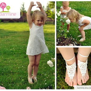 Flower girl barefoot sandal Crochet Toddler Barefoot Sandals Girl Foot accessory Photo prop Beach Anklet Lace Sandals Your choice of color