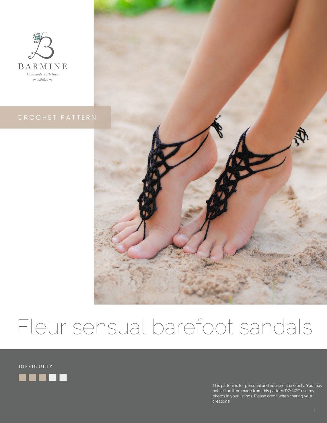 Crochet Barefoot Sandal Pattern, Fleur Design (PDF Pattern) - Etsy