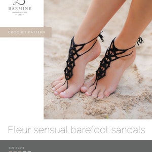 Crochet PATTERN Fleur sensual Barefoot sandals crochet pattern, PDF crochet pattern