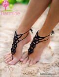 Black Barefoot Sandal, Feet thongs, Crochet Foot jewelry, Women's Fashion Accessory Nude shoes, Gift for her, Wedding shoes, Beach Wedding product logo